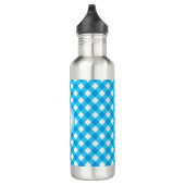 Monogram Bright Blue Gingham Pattern Edelstahlflasche (Rechts)