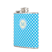 Monogram Bright Blue Gingham Pattern Flachmann (Links)