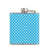 Monogram Bright Blue Gingham Pattern Flachmann (Rückseite)