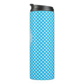 Monogram Bright Blue Gingham Pattern Thermosbecher (Nach rechts gedreht)
