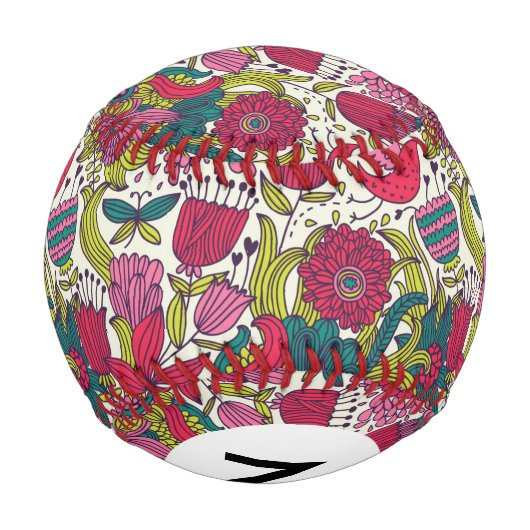 Monogram Bright Blumenmuster Baseball (Rückseite)