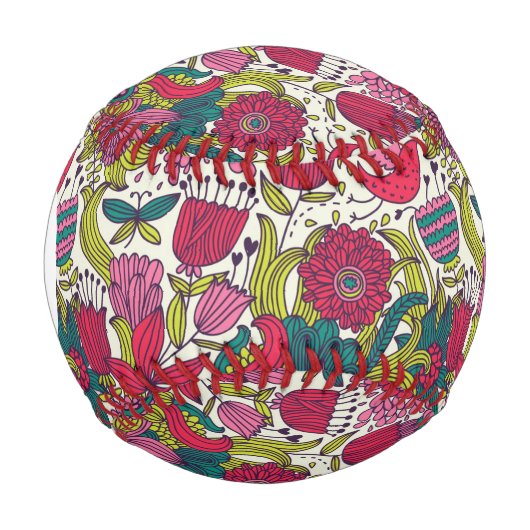 Monogram Bright Blumenmuster Baseball (Vorderseite)