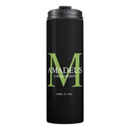 Monogram Bright Green Named Thermal Tumbler Thermosbecher (Vorderseite)