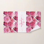 Monogram Bright Pink Floral Elegant Towel Set (Handtuch)
