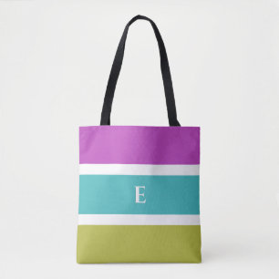 Monogram Bright Striping Pink Blue Green Gemustert Tasche