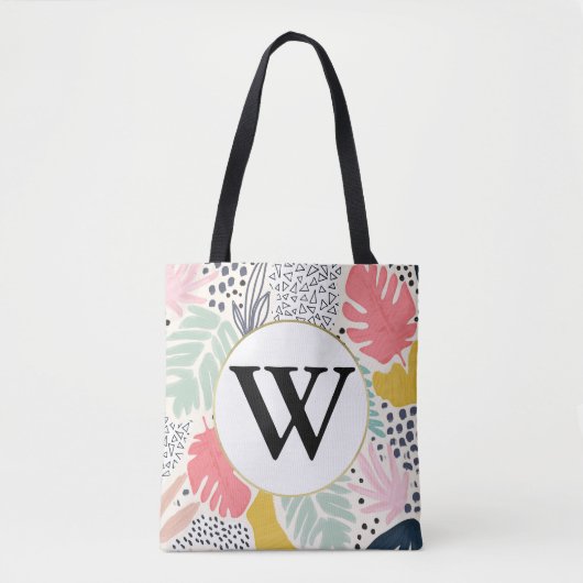 Monogram Bright Summee Tropical Collage Muster Tasche (Vorderseite)