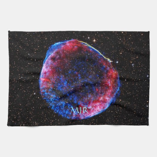 Monogram Brightest Supernova-Weltraumbild Geschirrtuch (Horizontal)