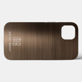 Monogram Bronze Brown Brushed Metal Case-Mate iPhone Hülle (Rückseite (Horizontal))