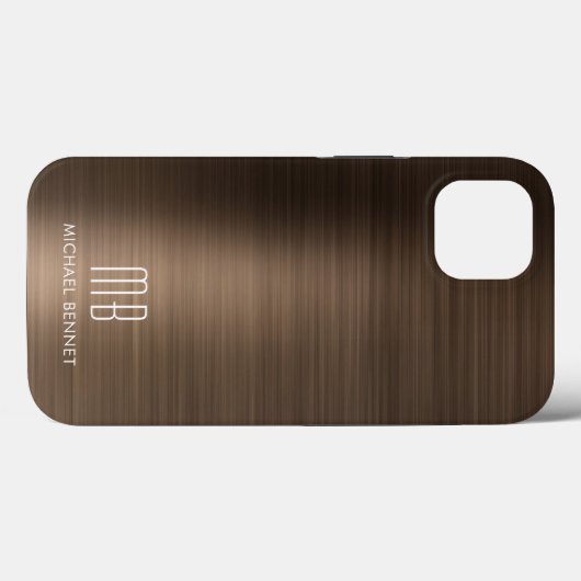Monogram Bronze Brown Brushed Metal Case-Mate iPhone Hülle (Rückseite (Horizontal))