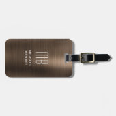 Monogram Bronze Brown Metallic Luggage Tag Gepäckanhänger (Vorderseite horizontal)