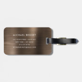 Monogram Bronze Brown Metallic Luggage Tag Gepäckanhänger (Rückseite horizontal)