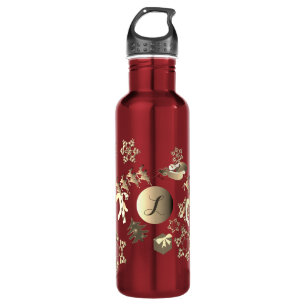 Monogram Bronze-like Santa's Rentier & Snowflakes Edelstahlflasche