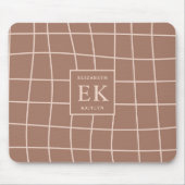 Monogram Brown Abstrakt Grids Mousepad (Vorne)
