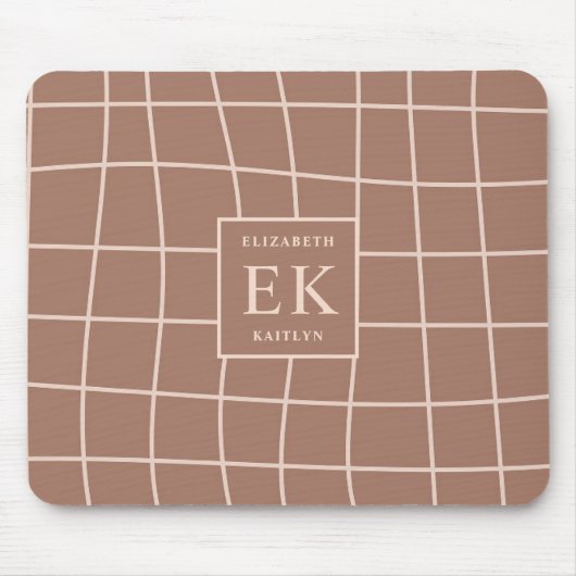 Monogram Brown Abstrakt Grids Mousepad (Vorne)