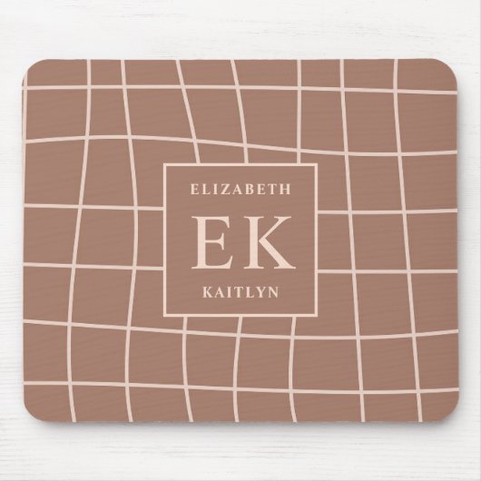 Monogram Brown Abstrakt Grids Mousepad (Vorne)