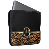 Monogram Brown and Black Leopard with Gold Accents Laptopschutzhülle (Vorne Rechts)