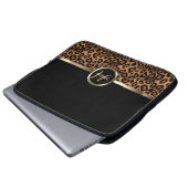Monogram Brown and Black Leopard with Gold Accents Laptopschutzhülle (Vorne Knopf)