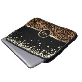 Monogram Brown and Black Leopard with Gold Diamond Laptopschutzhülle (Vorne Knopf)