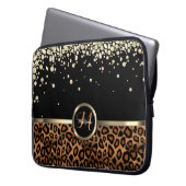 Monogram Brown and Black Leopard with Gold Diamond Laptopschutzhülle (Vorderseite Links)