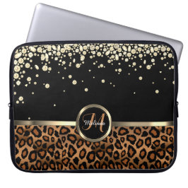 Monogram Brown and Black Leopard with Gold Diamond Laptopschutzhülle