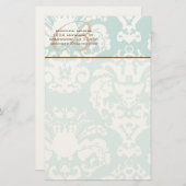 Monogram Brown & Aqua Blue Stationery Briefpapier (Vorne/Hinten)