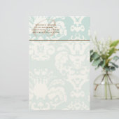 Monogram Brown & Aqua Blue Stationery Briefpapier (Stehend Vorderseite)