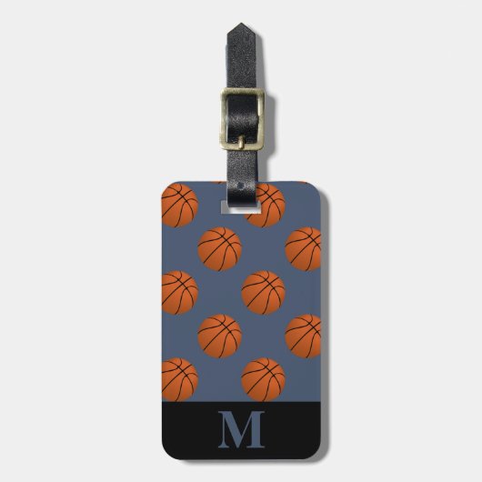Monogram Brown Basketball Balls, Blue Jeans Gepäckanhänger (Vorderseite vertikal)