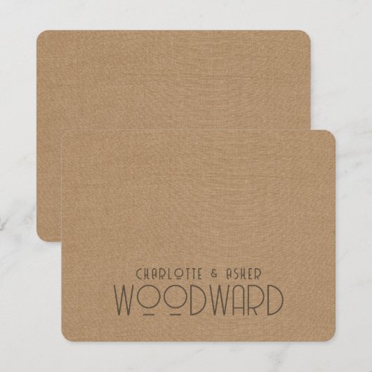 Monogram Brown bespritzelte Linen Texture Mitteilungskarte (Vorne/Hinten)