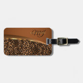 Monogram Brown, Black and Gold Leopard Gepäckanhänger (Vorderseite horizontal)
