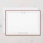 Monogram Brown Border Stationery Mitteilungskarte (Vorderseite)