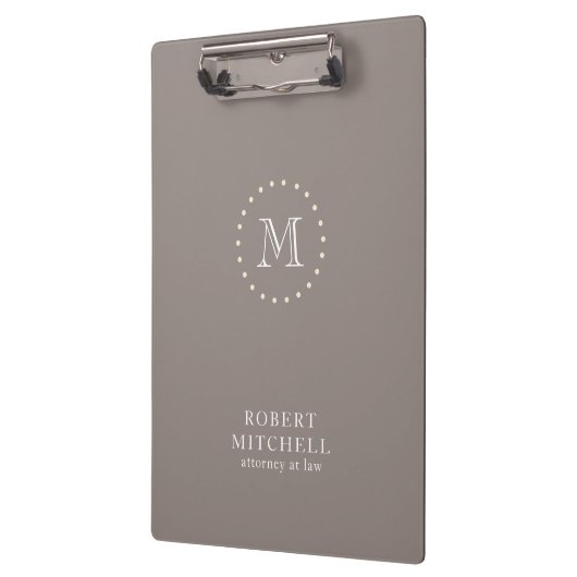 Monogram Brown Classic Elegante Business-Zwischena Klemmbrett (Links)