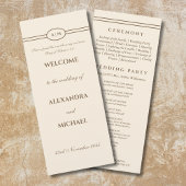 Monogram Brown Cream Christian Wedding Program Programm