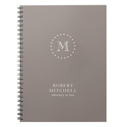 Monogram Brown Elegant Beruflich 80 p Notebook Notizblock (Vorderseite)