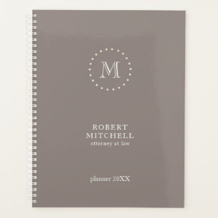 Monogram Brown Elegant Beruflich Planner Planer