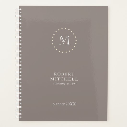 Monogram Brown Elegant Beruflich Planner Planer (Vorderseite)