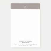 Monogram Brown Elegant Beruflich Post-it® Notes Post-it Klebezettel (Vorderseite)