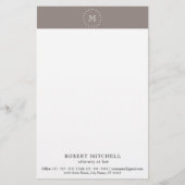 Monogram Brown Elegant Beruflich Stationery Briefpapier (Vorderseite)