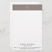 Monogram Brown Elegant Beruflich Stationery Briefpapier (Vorne/Hinten)