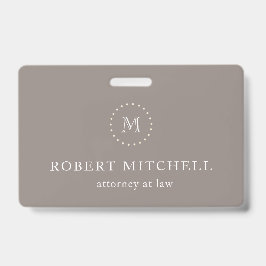 Monogram Brown Elegant Berufliches Abzeichen Ausweis