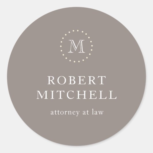 Monogram Brown Elegant Classic Business Sticker (Vorderseite)