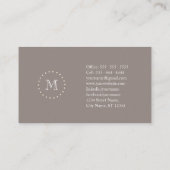 Monogram Brown Elegante Beruflich Business Card Visitenkarte (Rückseite)