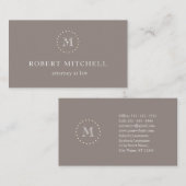 Monogram Brown Elegante Beruflich Business Card Visitenkarte (Vorne/Hinten)