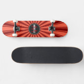 Monogram Brown Funky Sun Rays Muster Skateboard (Horizontal)
