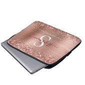 Monogram Brown Imitats-Glitzer Girly Glam Laptopschutzhülle (Vorne Knopf)