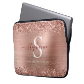 Monogram Brown Imitats-Glitzer Girly Glam Laptopschutzhülle (Vorderseite Links)