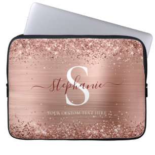 Monogram Brown Imitats-Glitzer Girly Glam Laptopschutzhülle