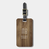 Monogram Brown Imitats Wood Texture Gepäckanhänger (Vorderseite vertikal)