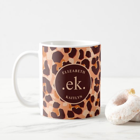 Monogram Brown Leopard Kaffeetasse (Mit Donut)