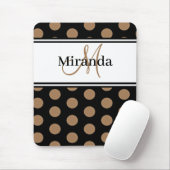 Monogram Brown Polka Dot Schwarz-weißes Skript Mousepad (Mit Mouse)