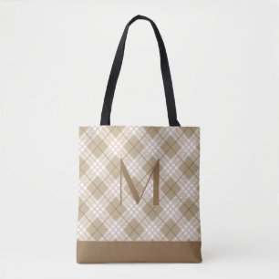 Monogram Brown Tan Beige Tartan Buffalo Kariert Tasche